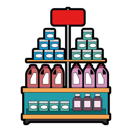 supermarket shelf with products vector illustration designのイラスト素材