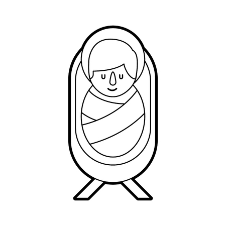 cartoon cute baby jesus christ in the crib vector illustrationのイラスト素材