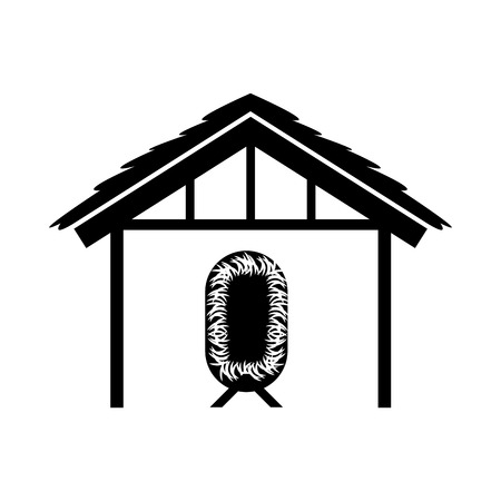 wooden hut house and crib manger design image vector illustrationのイラスト素材