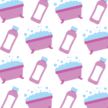 bathroom bathtub soap bottle bubbles seamless pattern design vector illustrationのイラスト素材