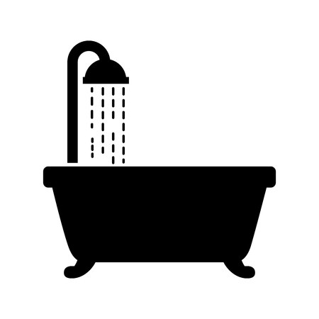 bathtub shower clean hygiene interior ceramic icon vector illustrationのイラスト素材
