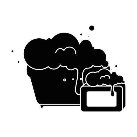 plastic pot with foam and bar soap vector illustration designのイラスト素材