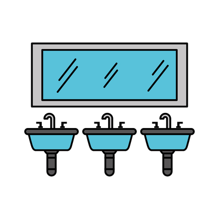 three sink mirror for toilet bathroom equipment vector illustrationのイラスト素材