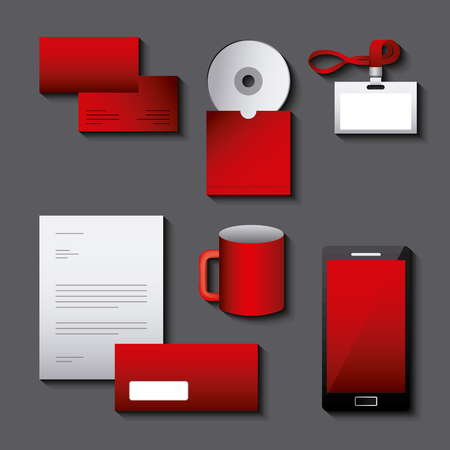 corporate identity template set business stationery mock-up with emblem branding design vector illustrationのイラスト素材