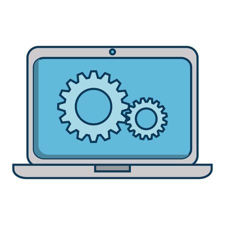 laptop computer with gears vector illustration designのイラスト素材