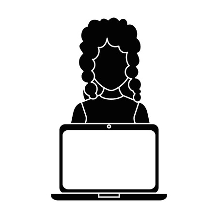 woman with laptop avatar vector illustration designのイラスト素材
