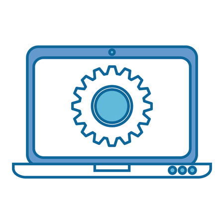 laptop computer with gear vector illustration designのイラスト素材