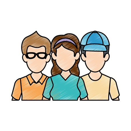 people casual avatars characters vector illustration designのイラスト素材