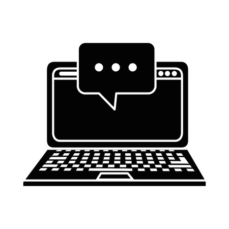 laptop computer with speech bubble vector illustration designのイラスト素材
