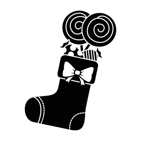 merry christmas socks decorative with candies vector illustration designのイラスト素材