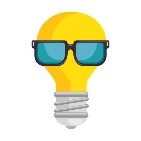 bulb light with sunglasses vector illustration designのイラスト素材