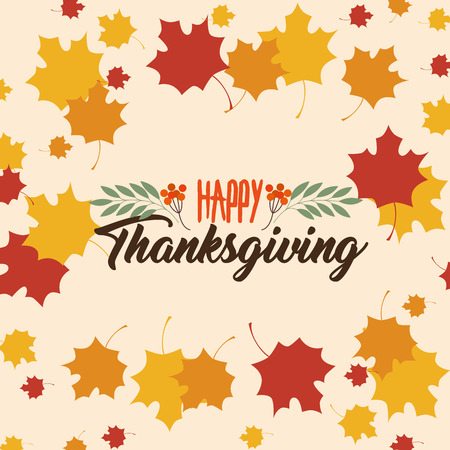 happy thanksgiving day greeting card vector illustration graphic designのイラスト素材