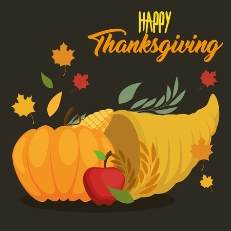 happy thanksgiving day greeting card vector illustration graphic designのイラスト素材