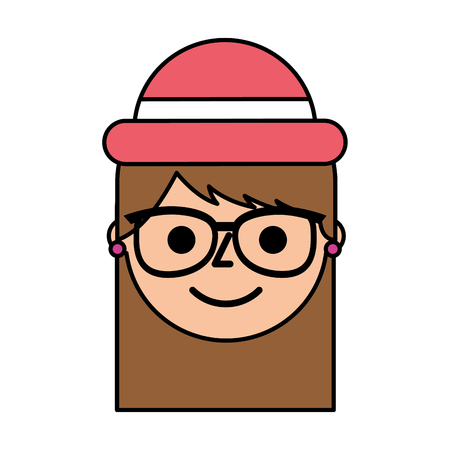 young woman profile happy character image vector illustrationのイラスト素材