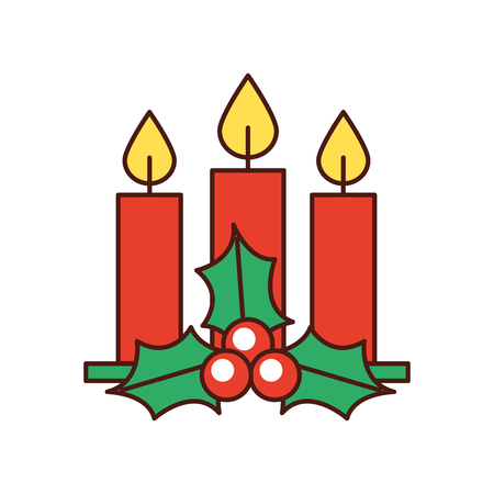 christmas three candle holly berry leaves burning decoration vector illustrationのイラスト素材