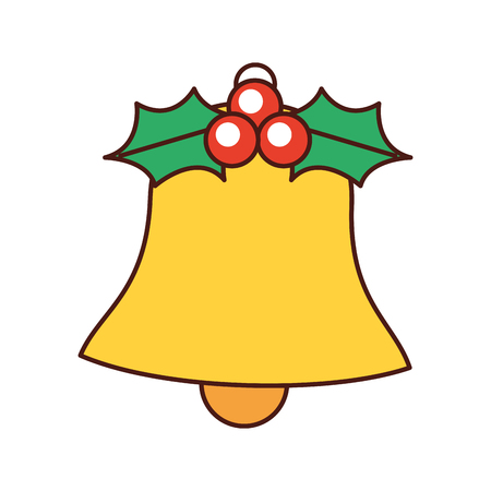 christmas bell holly berry leaves jingle celebration vector illustrationのイラスト素材