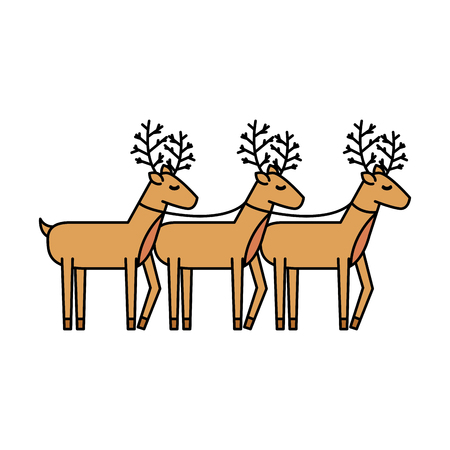 christmas three reindeer animal horned funny vector illustrationのイラスト素材