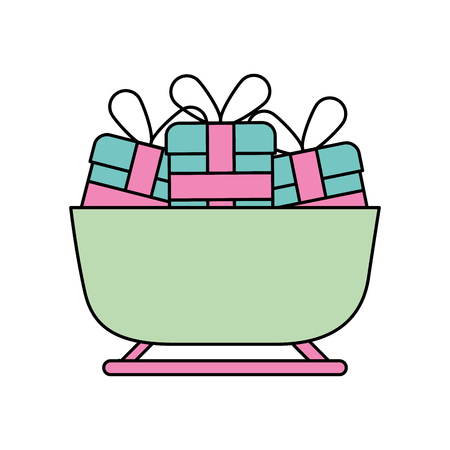 christmas sledge full gifts box decoration vector illustrationのイラスト素材