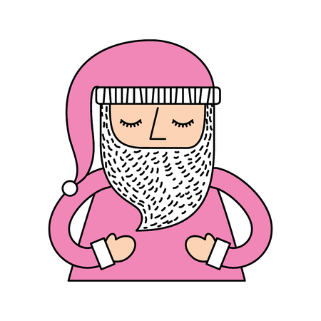 portrait santa claus pink hat decoration design vector illustrationのイラスト素材
