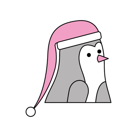 christmas penguin with hat decoration funny vector illustrationのイラスト素材