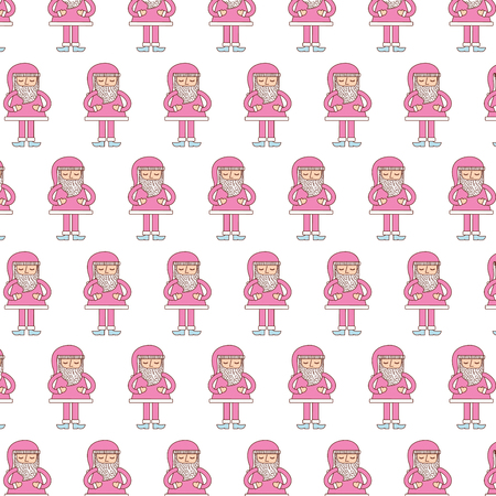 seamless pattern christmas pink santa claus celebration vector illustrationのイラスト素材