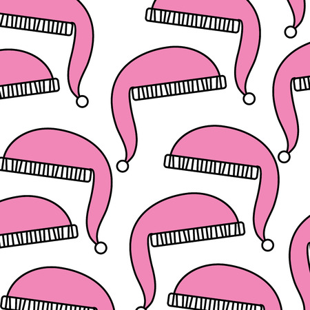 christmas pink hat of santa cloth seamless pattern vector illustrationのイラスト素材