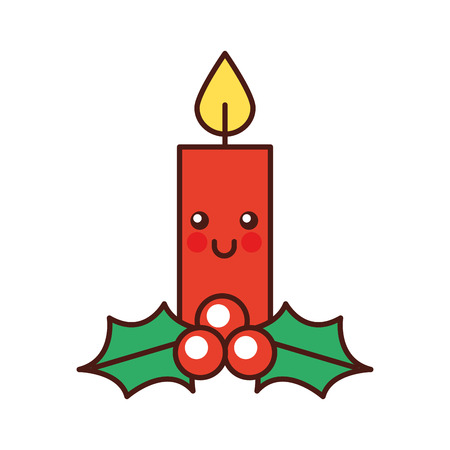 kawaii christmas candle funny cartoon celebration vector illustrationのイラスト素材