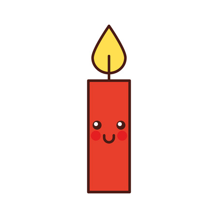 kawaii christmas candle cute decoration cartoon vector illustrationのイラスト素材