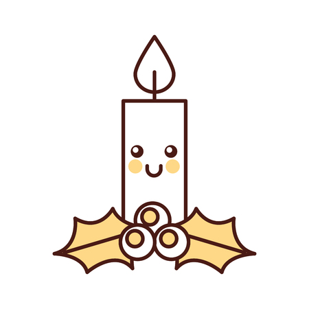 kawaii christmas candle funny cartoon celebration vector illustrationのイラスト素材