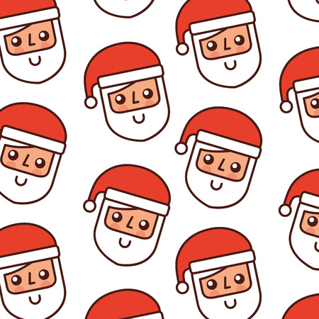 christmas santa claus with red hat seamless pattern vector illustrationのイラスト素材