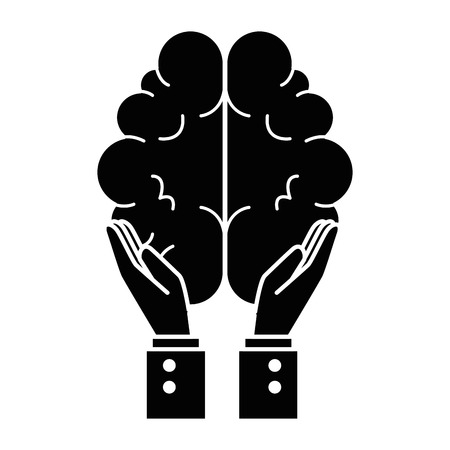 Hands with brain organ isolated icon vector illustration design.のイラスト素材