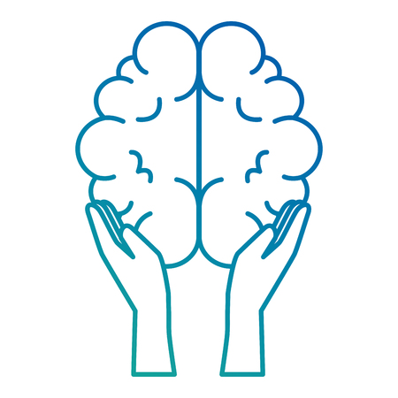 Hands with brain organ isolated icon vector illustration design.のイラスト素材