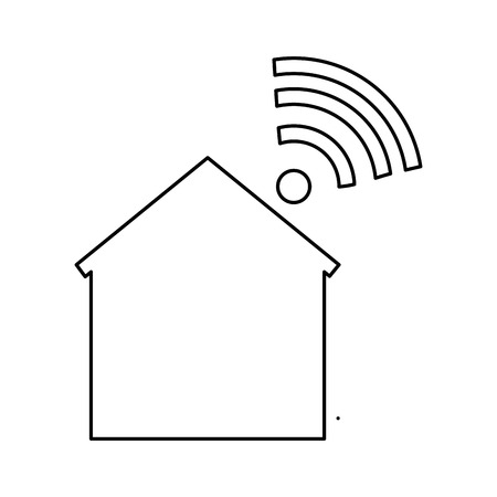 house silhouette with wifi signal vector illustration designのイラスト素材