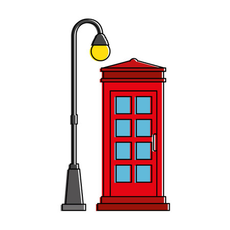 phone booth with park lantern vector illustration designのイラスト素材