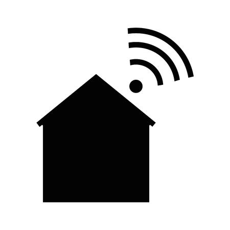 house silhouette with wifi signal vector illustration designのイラスト素材