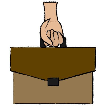 Hand human with portfolio briefcase isolated icon vector illustration designのイラスト素材