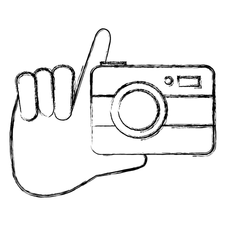 Hand holding camera isolated icon vector illustration designのイラスト素材