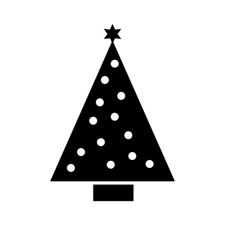 christmas tree pine star ball decoration ornament design vector illustrationのイラスト素材