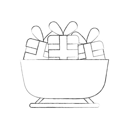 christmas sledge full gifts box decoration vector illustrationのイラスト素材
