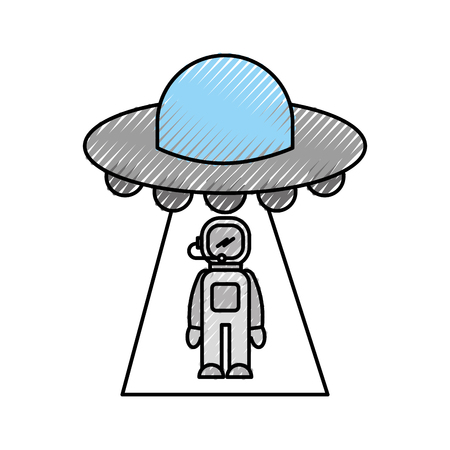 austronaut abducted by ufo science fiction vector illustrationのイラスト素材