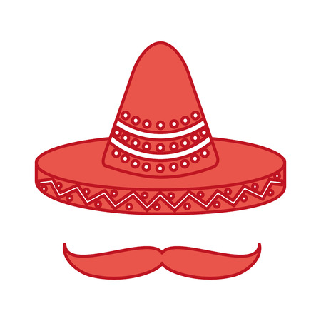 mexican hat and mustache culture symbol vector illustrationのイラスト素材