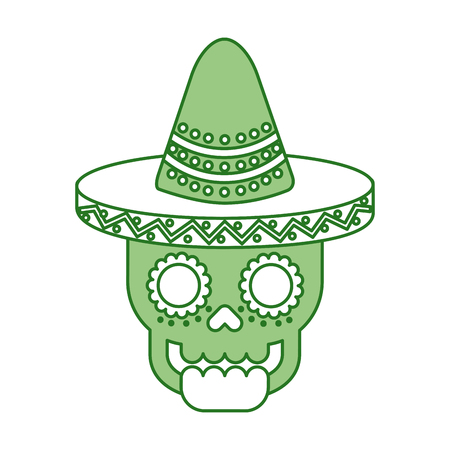 skull in hat day of the dead mexican celebration vector illustrationのイラスト素材
