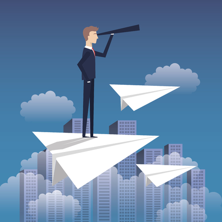 business plan growth with businessman avatar vector illustration designのイラスト素材