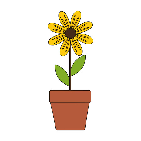 cute sunflower plant in pot vector illustration designのイラスト素材