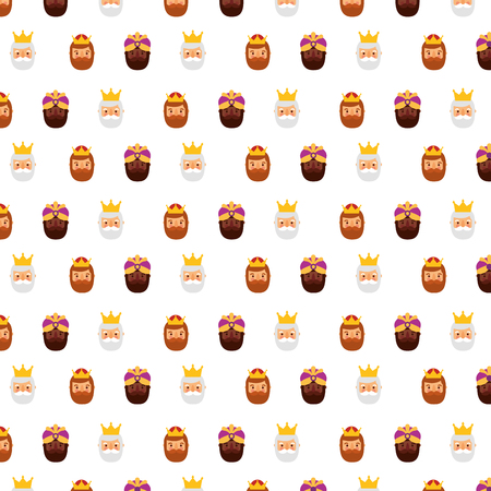 three wise king faces decoration seamless pattern image vector illustrationのイラスト素材