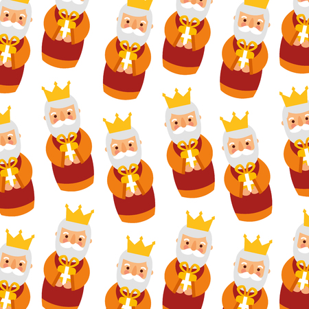 manger wise king christmas seamless pattern image vector illustrationのイラスト素材