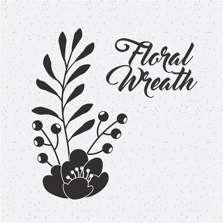 floral wreath flower berries leaves natural foliage vector illustrationのイラスト素材