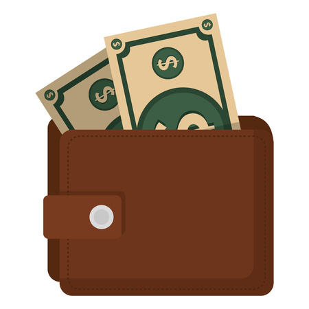 wallet money with bills vector illustration designのイラスト素材