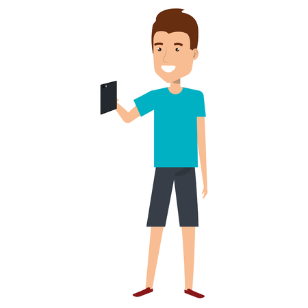man taking a selfie vector illustration designのイラスト素材