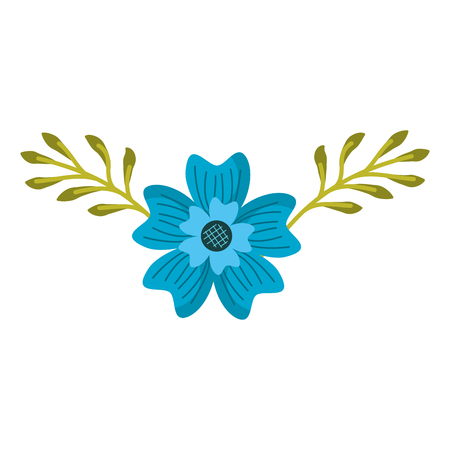 A periwinkle flower nature plant leaves decoration vector illustrationのイラスト素材